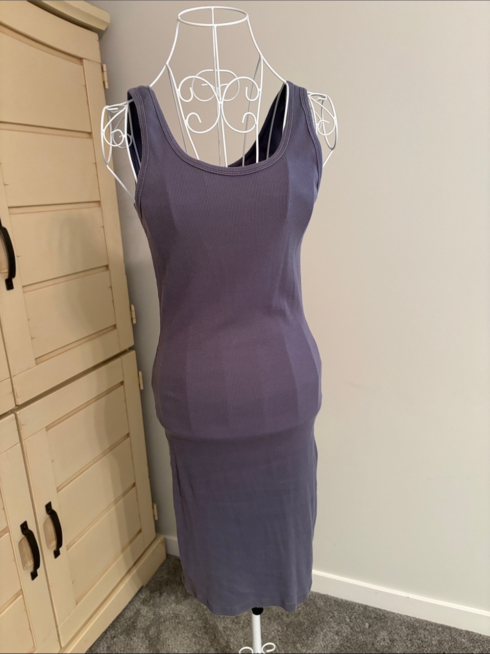 Sleeveless Ribbed Mini Dress in Dusty Lavender
